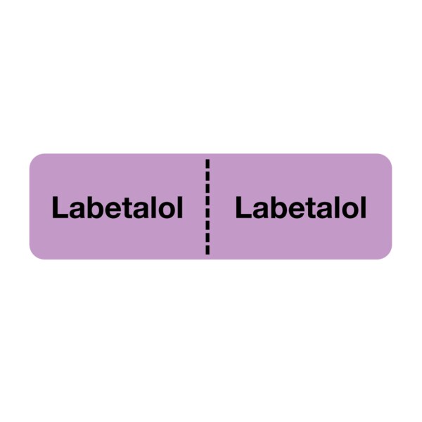 IV Drug Line Label - Labetalol/Labetalol 7/8" x 3" Violet w/Black